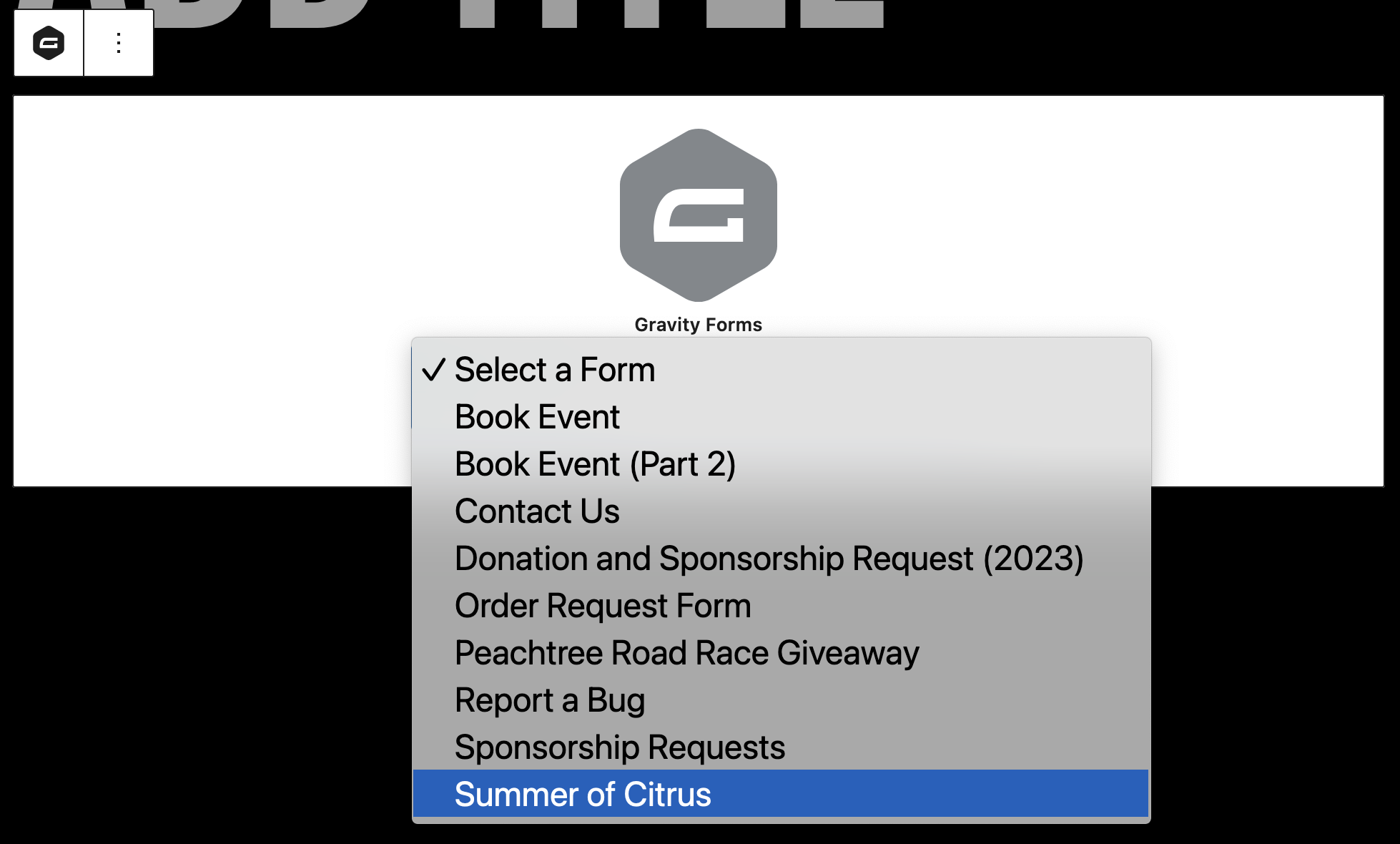 Add Gravity Forms Block